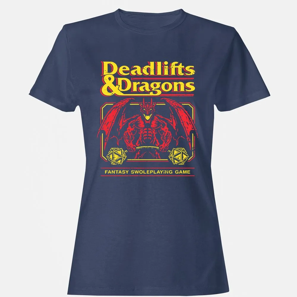 Deadlifts And Dragons Women's T-Shirt - Navy - 10