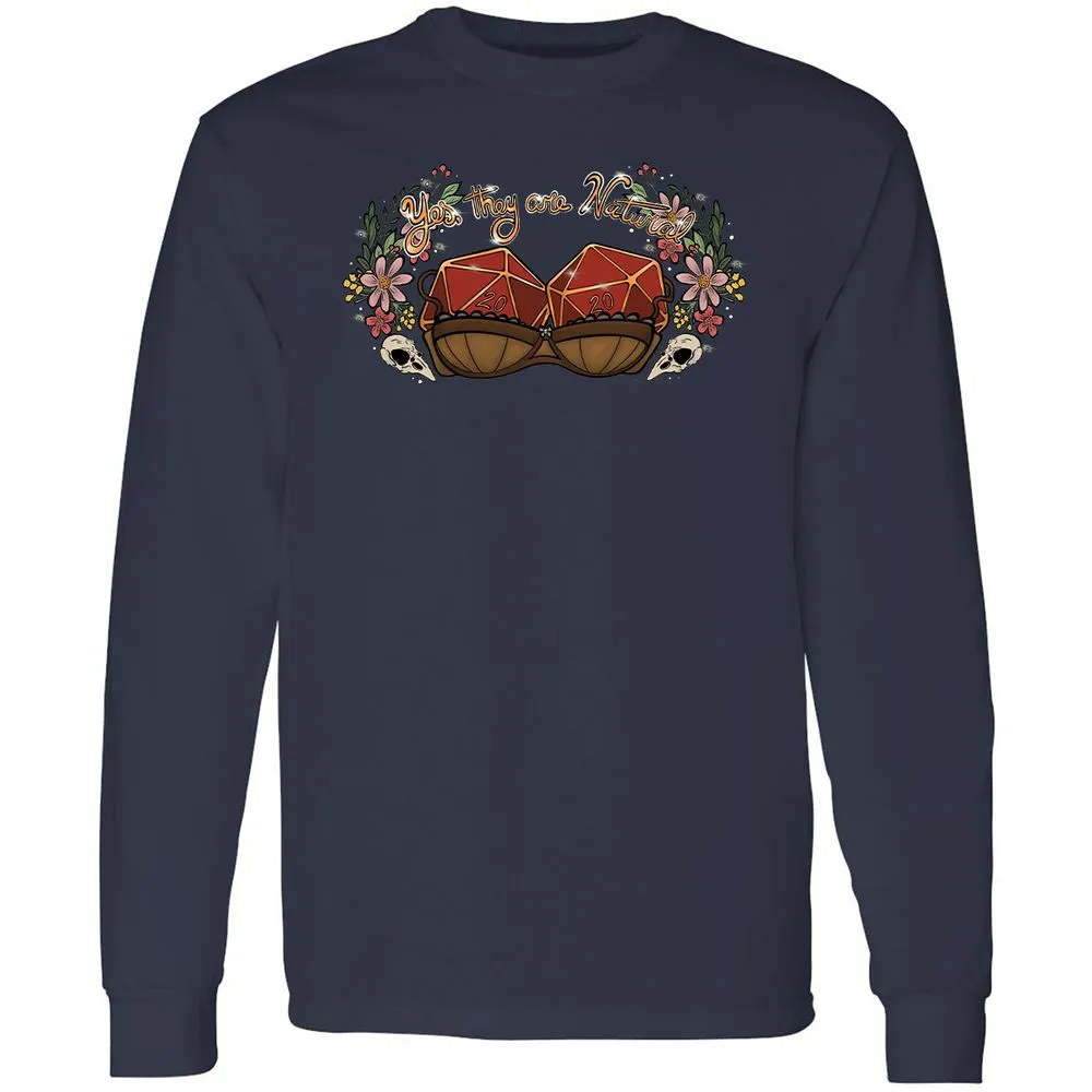 Yes They're Natural Long Sleeve T-Shirt - Navy - 2