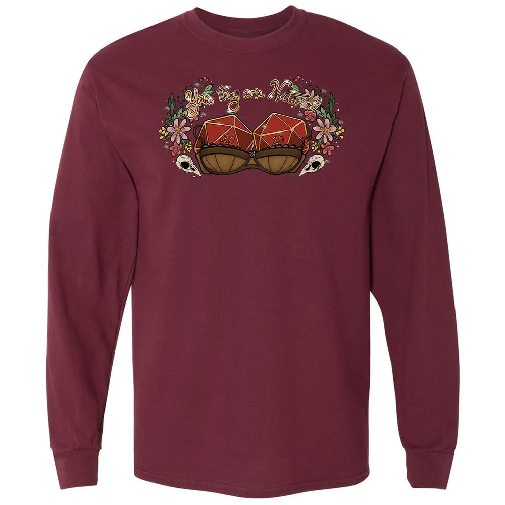 Yes They're Natural Long Sleeve T-Shirt - Maroon - 11