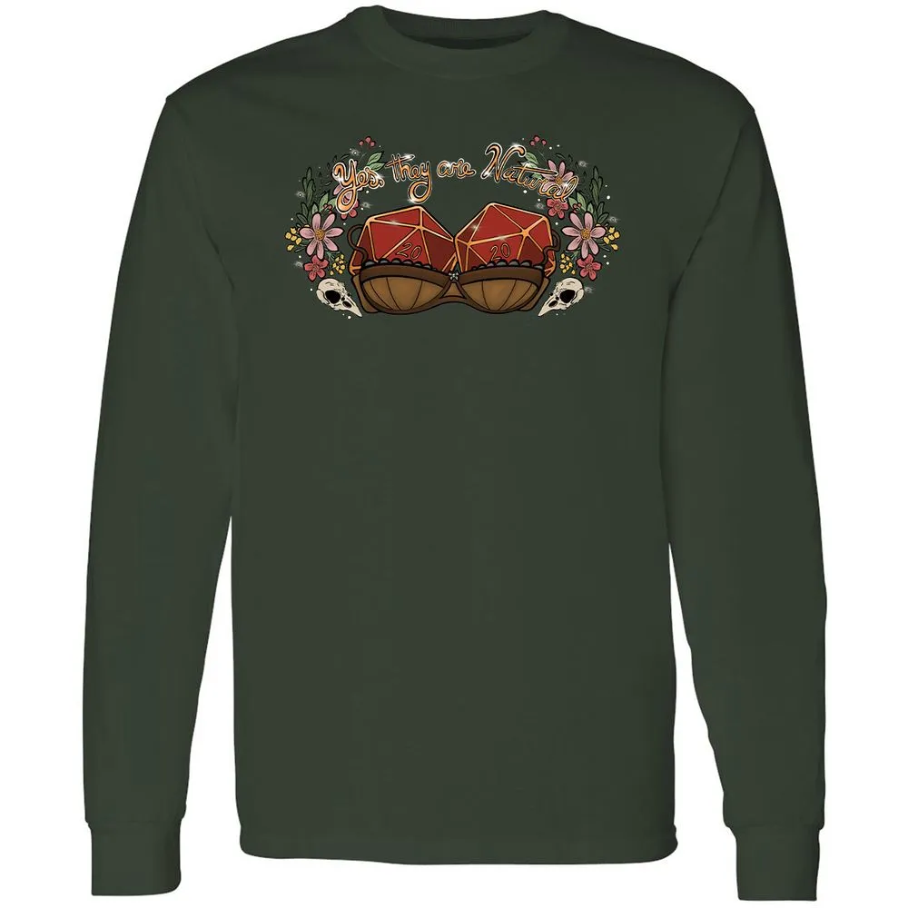 Yes They're Natural Long Sleeve T-Shirt - Forest Green - 4