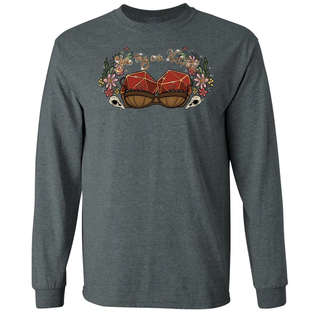 Yes They're Natural Long Sleeve T-Shirt - Dark Heather - 15
