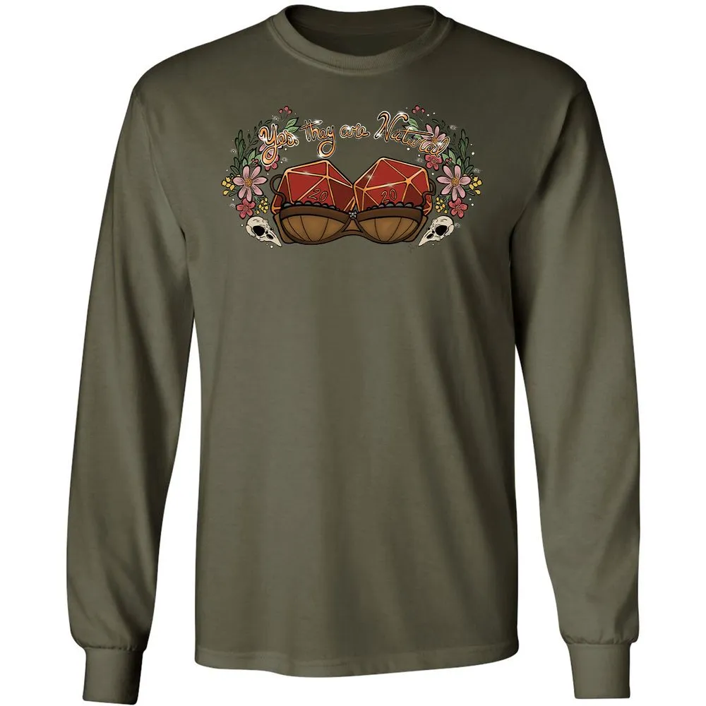 Yes They're Natural Long Sleeve T-Shirt - Military Green - 16