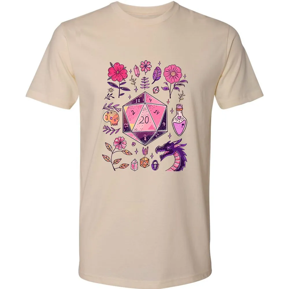 Mystic D20 Floral Dice Art - Cream - 2