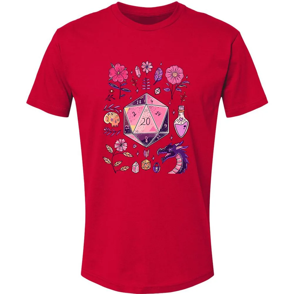Mystic D20 Floral Dice Art - Red - 6