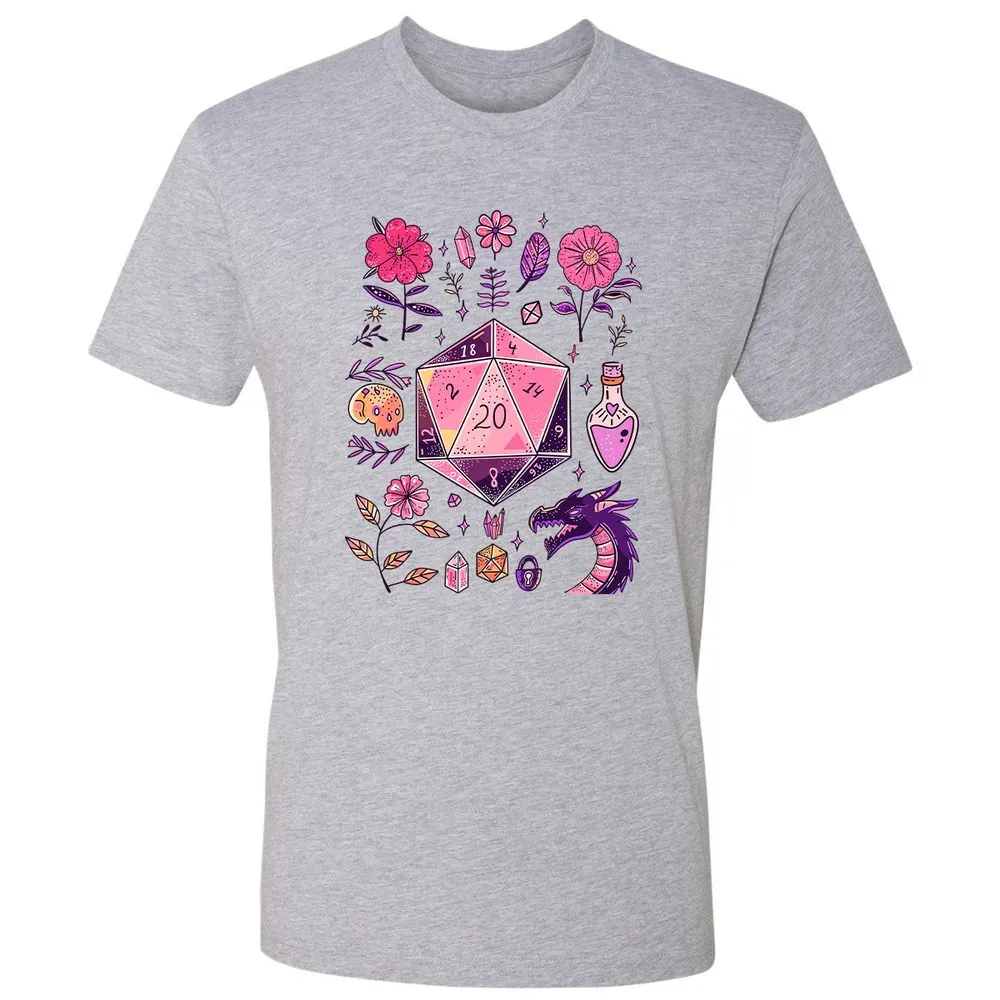 Mystic D20 Floral Dice Art - Heather Grey - 9