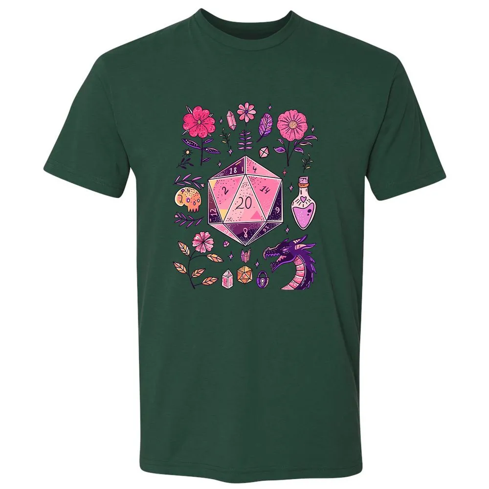 Mystic D20 Floral Dice Art - Forest Green - 13