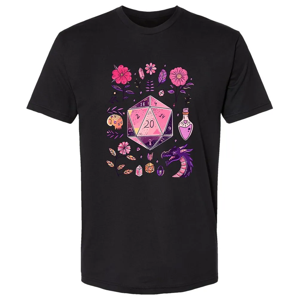 Mystic D20 Floral Dice Art - Black - 16