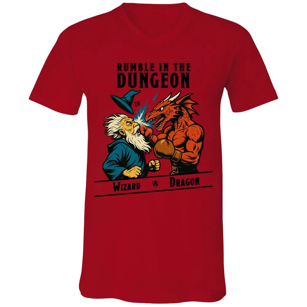 Rumble in the Dungeon Unisex V-Neck T-Shirt - Red - 3