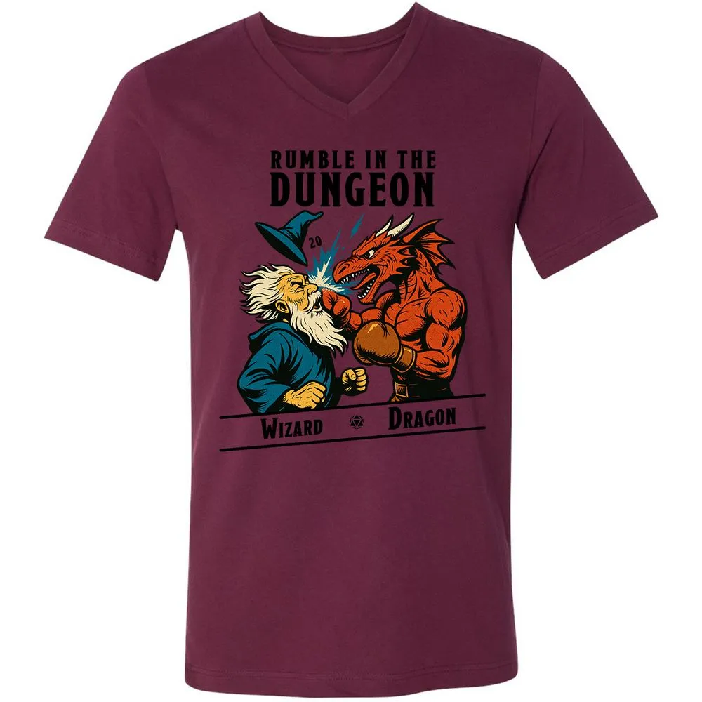 Rumble in the Dungeon Unisex V-Neck T-Shirt - Maroon - 6