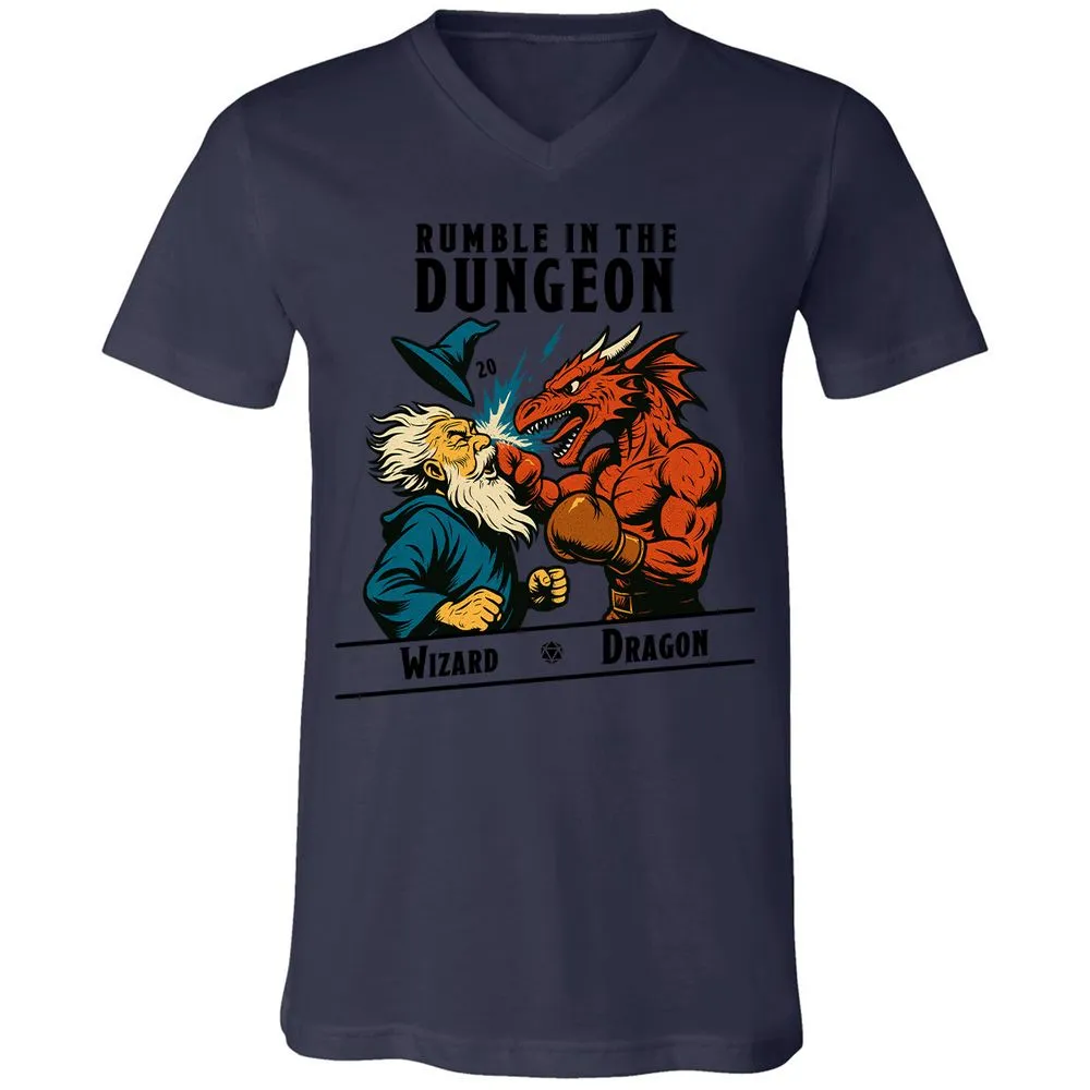 Rumble in the Dungeon Unisex V-Neck T-Shirt - Navy - 9