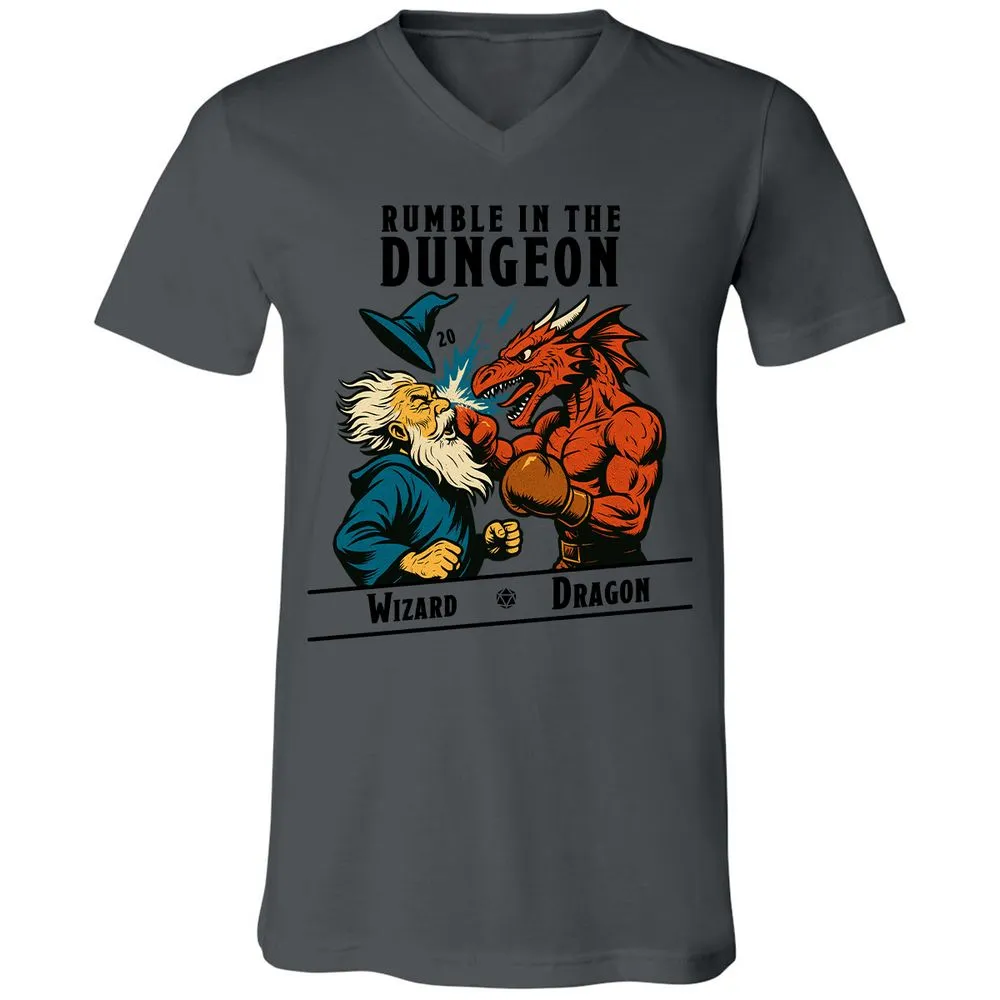 Rumble in the Dungeon Unisex V-Neck T-Shirt - Asphalt - 12