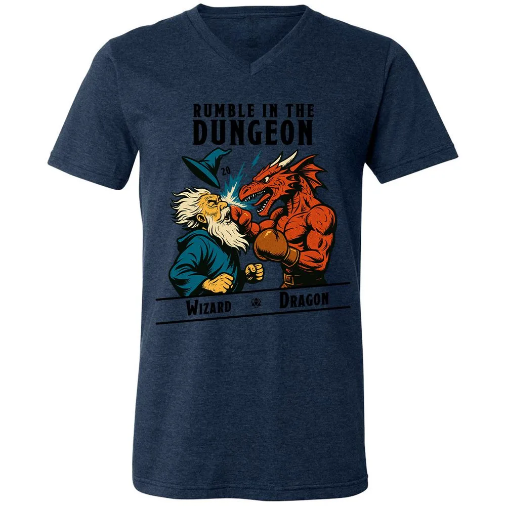 Rumble in the Dungeon Unisex V-Neck T-Shirt - Heather Navy - 15