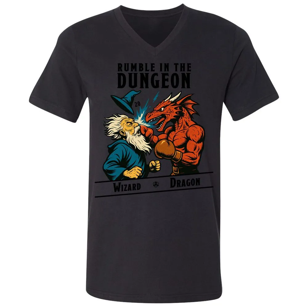 Rumble in the Dungeon Unisex V-Neck T-Shirt - Black - 16