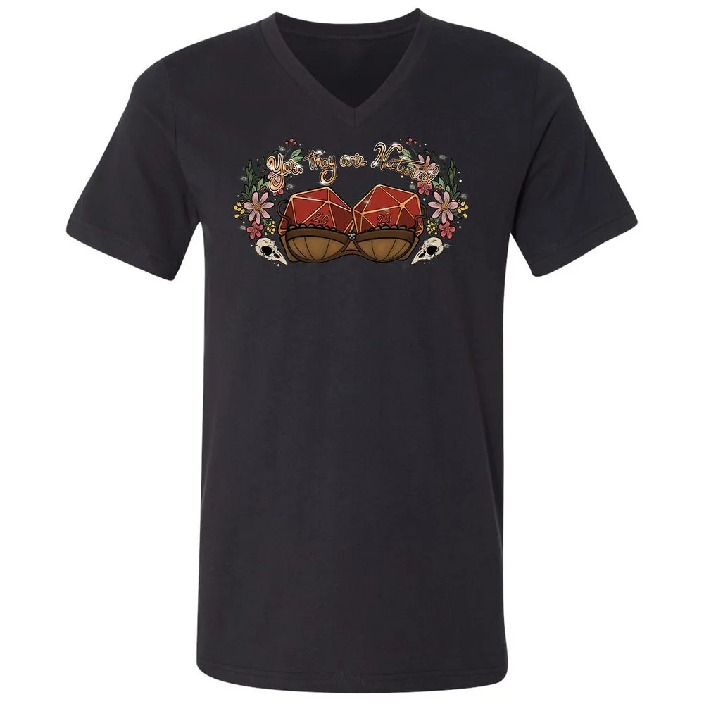 Yes They're Natural Unisex V-Neck T-Shirt - Black - 1