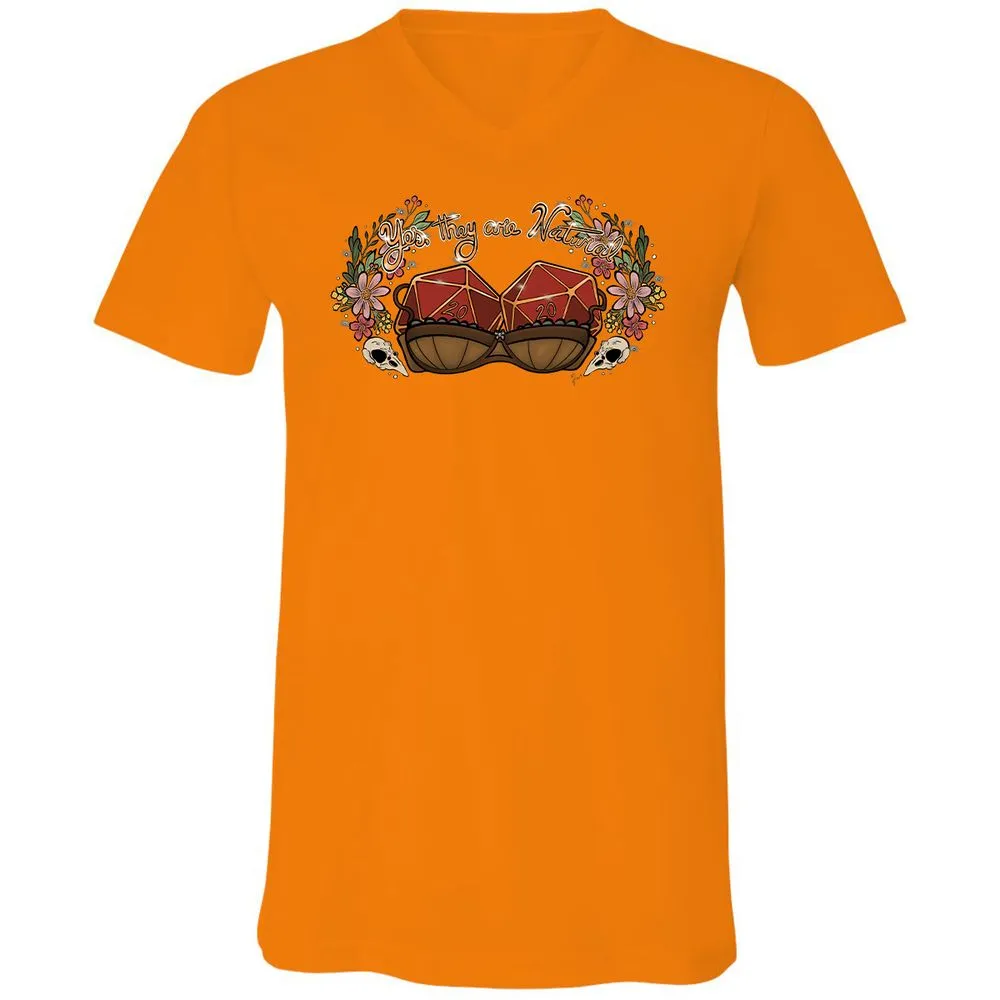 Yes They're Natural Unisex V-Neck T-Shirt - Orange - 11