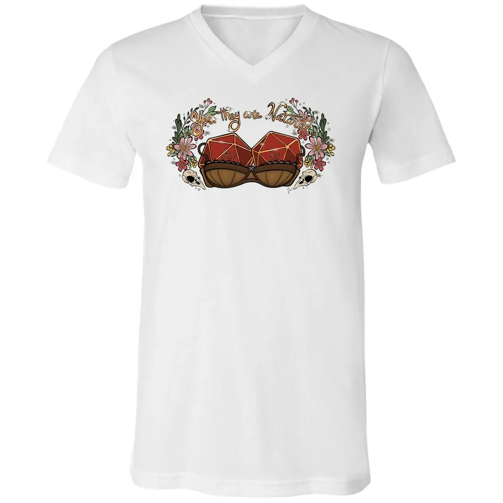 Yes They're Natural Unisex V-Neck T-Shirt - White - 5