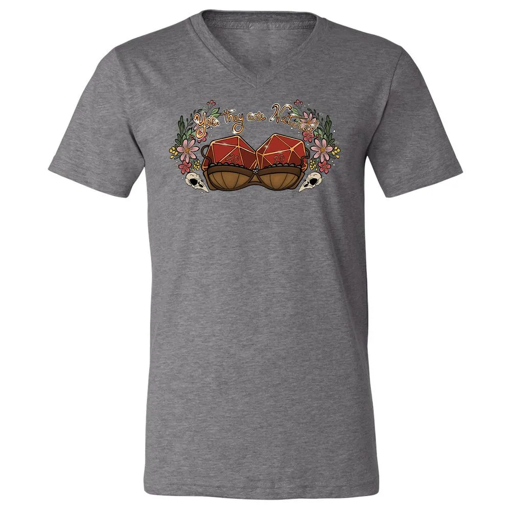 Yes They're Natural Unisex V-Neck T-Shirt - Deep Heather - 13