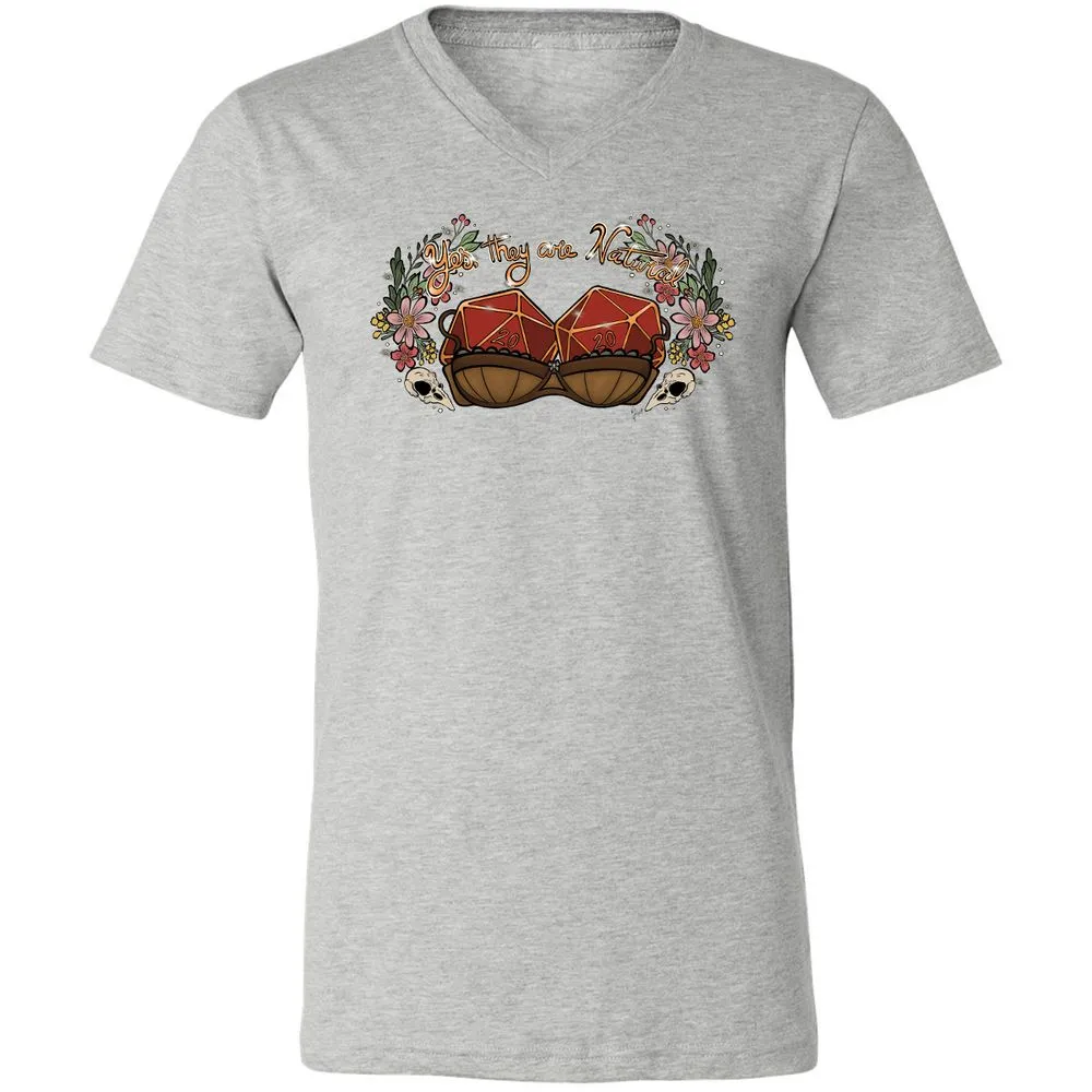 Yes They're Natural Unisex V-Neck T-Shirt - Athletic Heather - 7