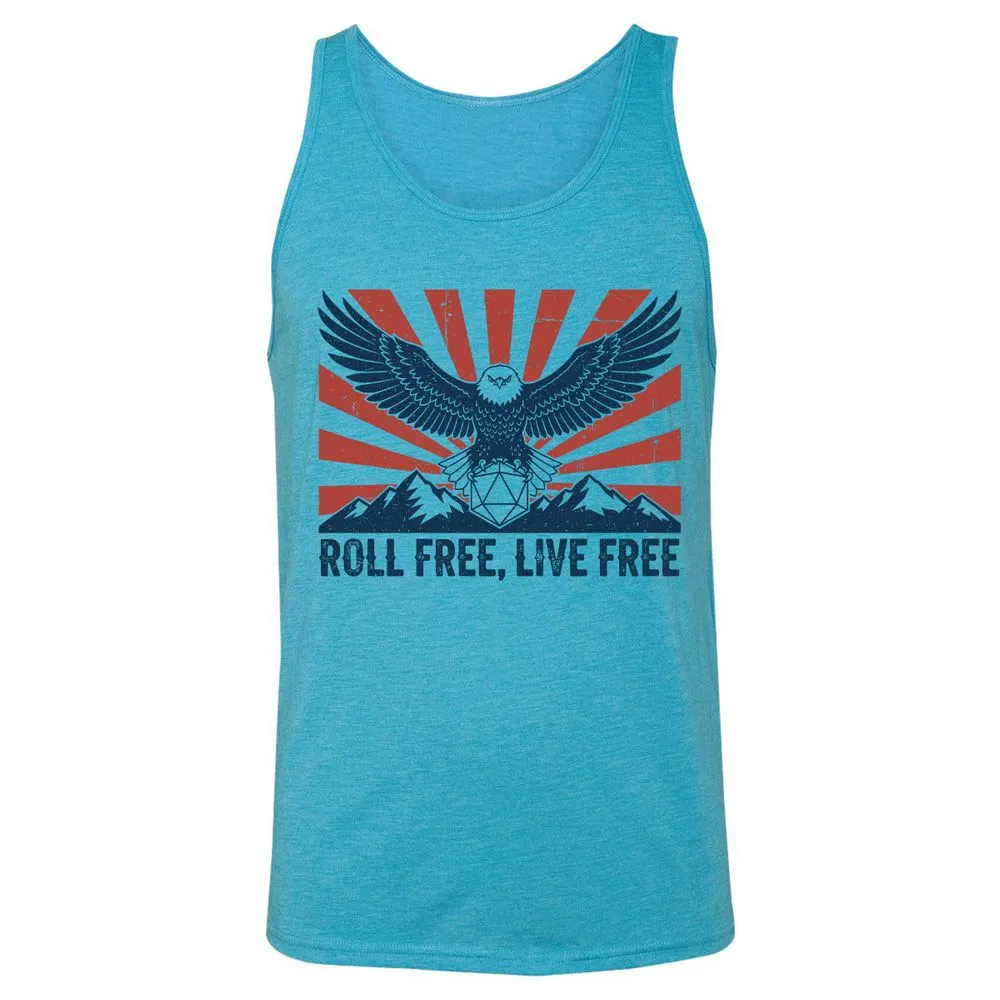 Roll Free, Live Free Unisex Jersey Tank - Aqua Triblend - 3