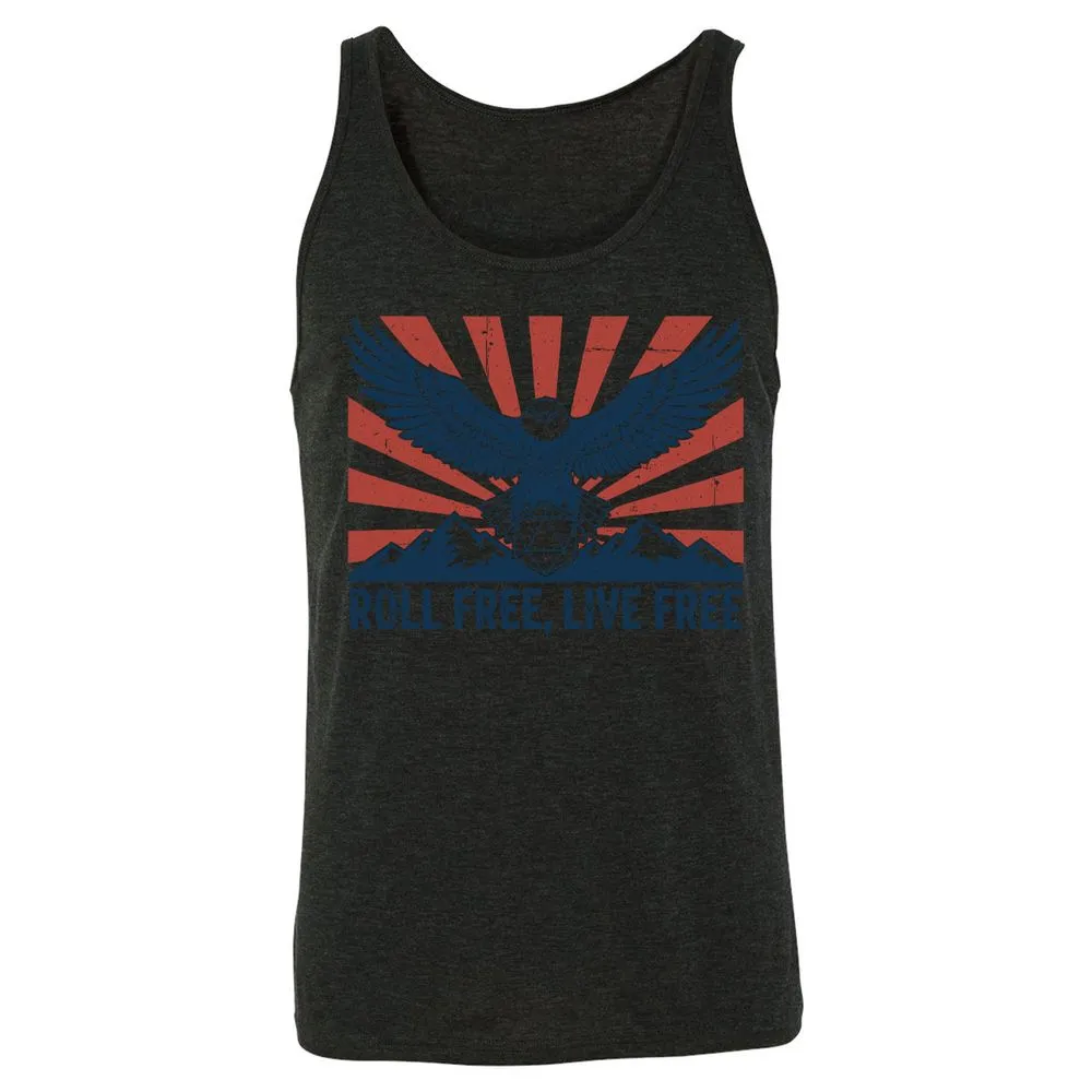 Roll Free, Live Free Unisex Jersey Tank - Charcoal Black Triblend - 5