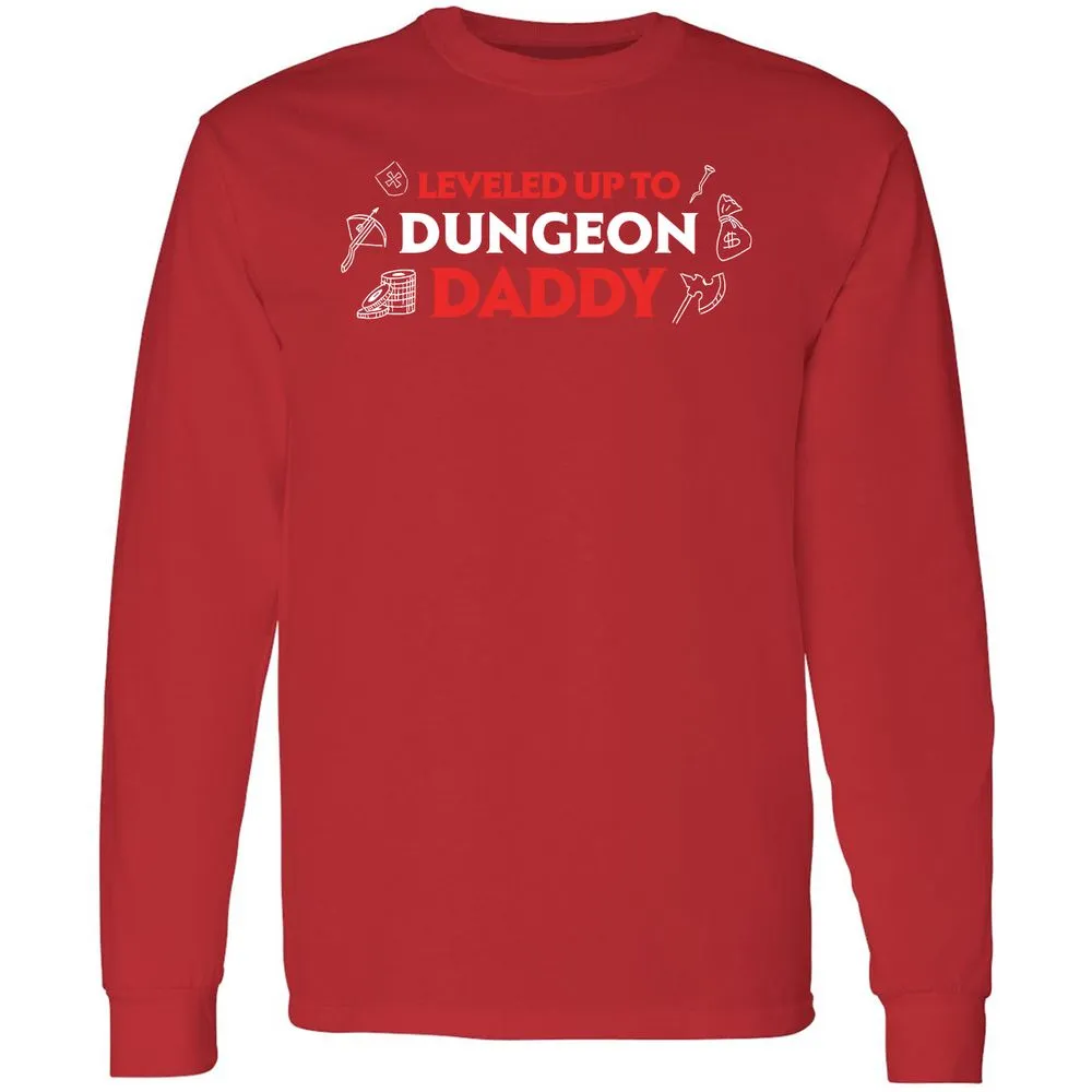 Leveled Up To Dungeon Daddy Long Sleeve T-Shirt - Red - 14