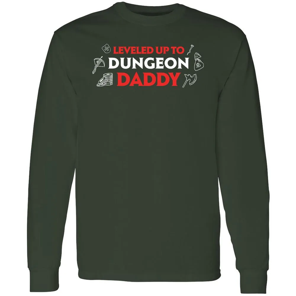 Leveled Up To Dungeon Daddy Long Sleeve T-Shirt - Forest Green - 4