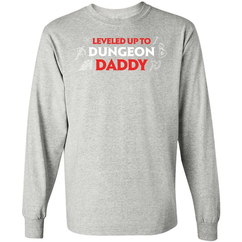 Leveled Up To Dungeon Daddy Long Sleeve T-Shirt - Ash - 7