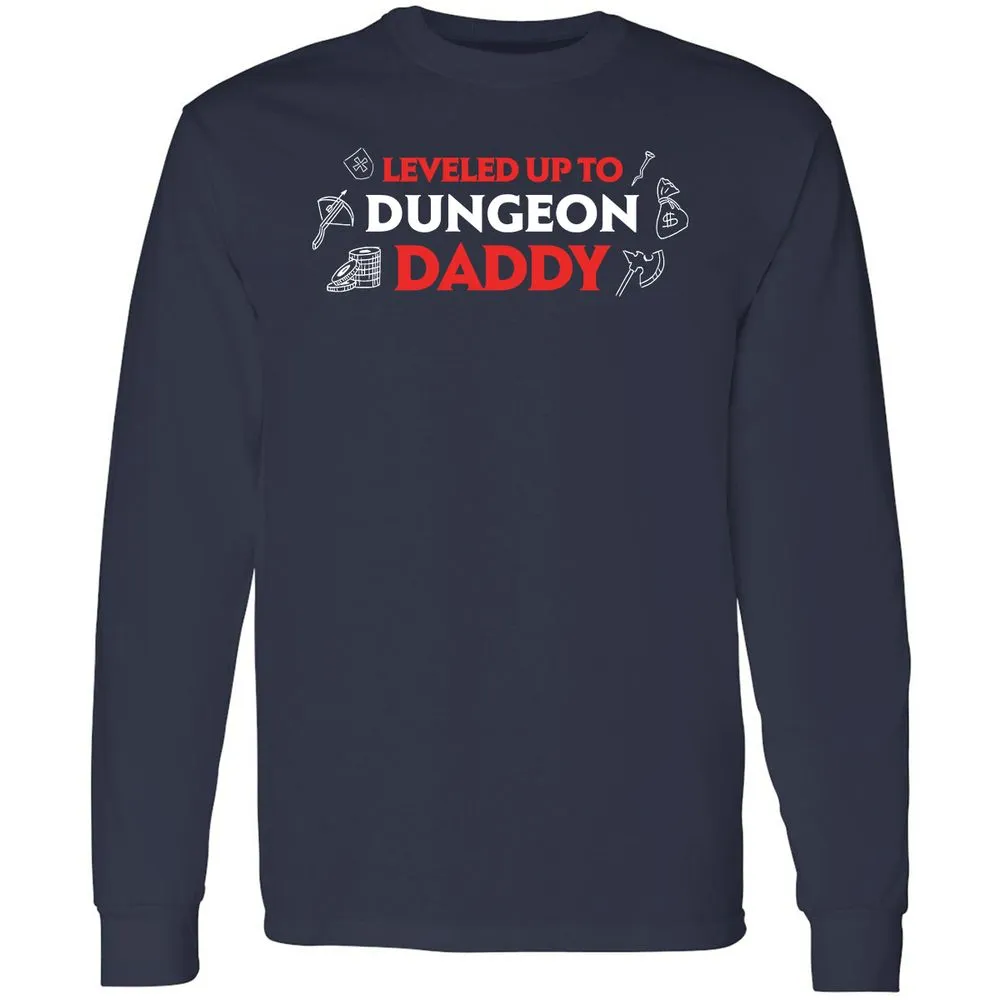 Leveled Up To Dungeon Daddy Long Sleeve T-Shirt - Navy - 2
