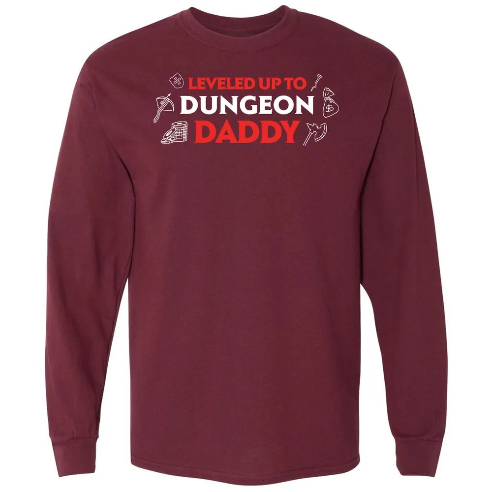 Leveled Up To Dungeon Daddy Long Sleeve T-Shirt - Maroon - 11