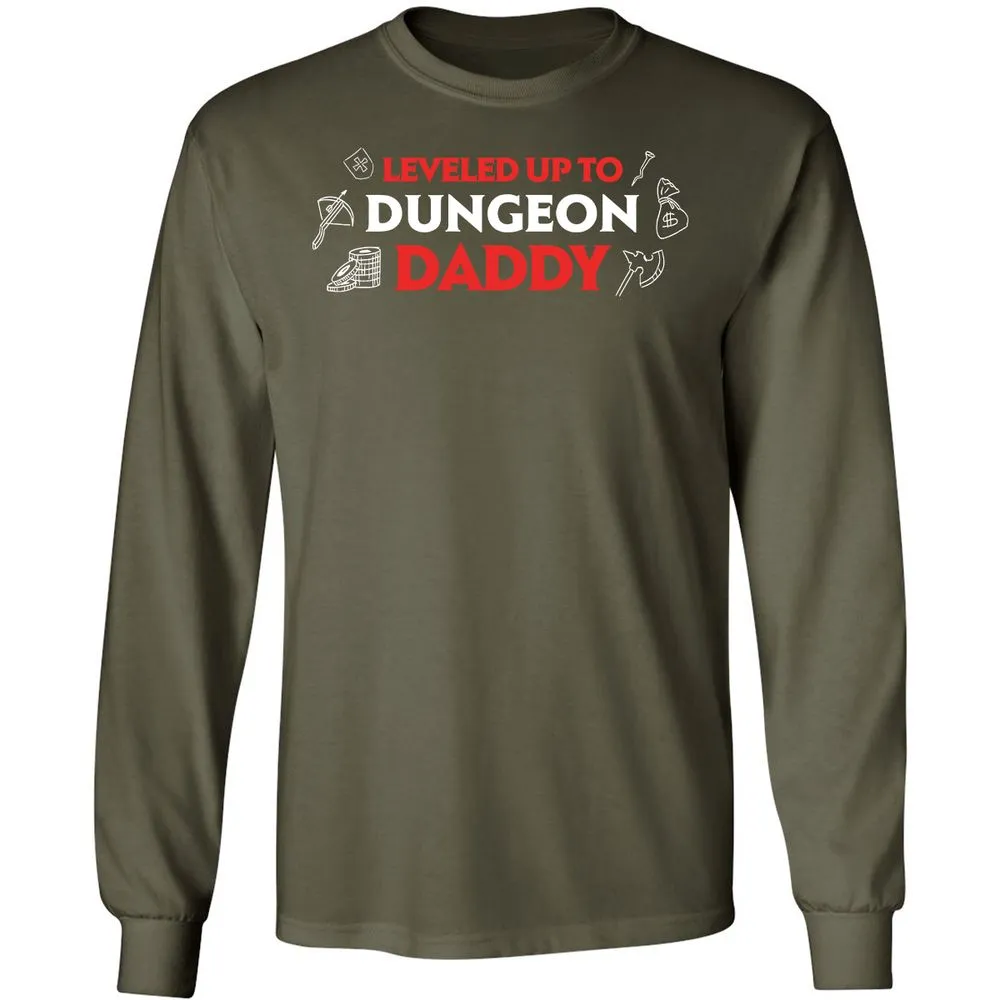 Leveled Up To Dungeon Daddy Long Sleeve T-Shirt - Military Green - 16