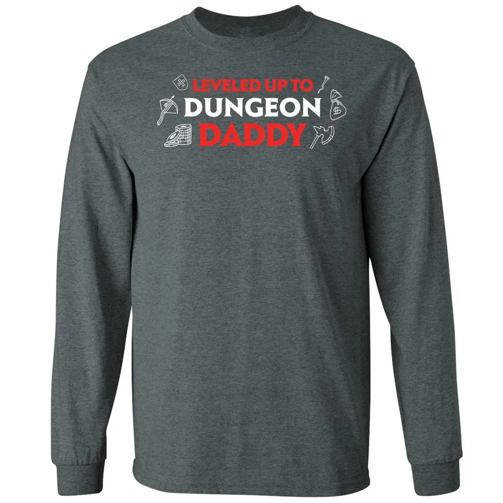 Leveled Up To Dungeon Daddy Long Sleeve T-Shirt - Dark Heather - 15