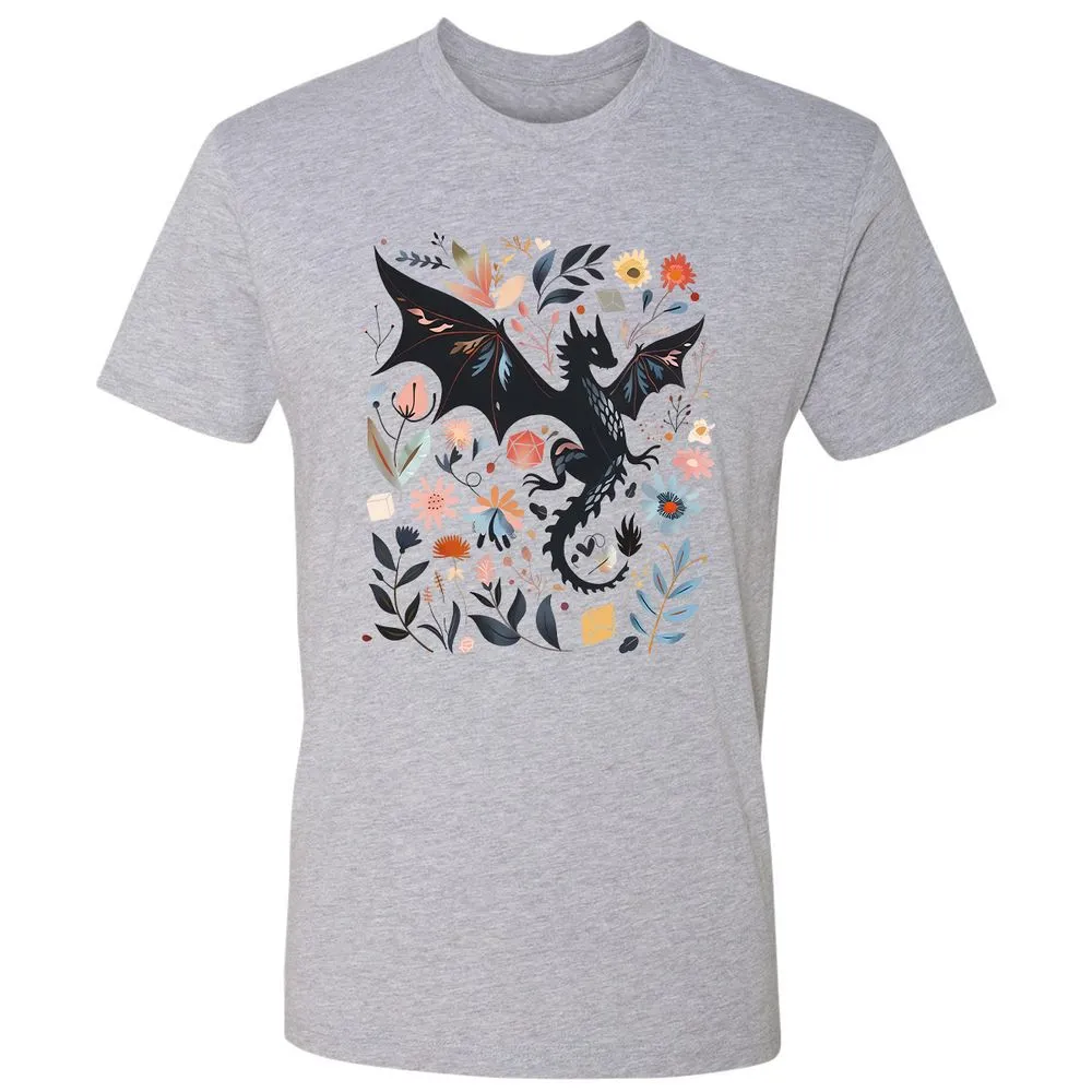 Floral DnD Dragon - Heather Grey - 9