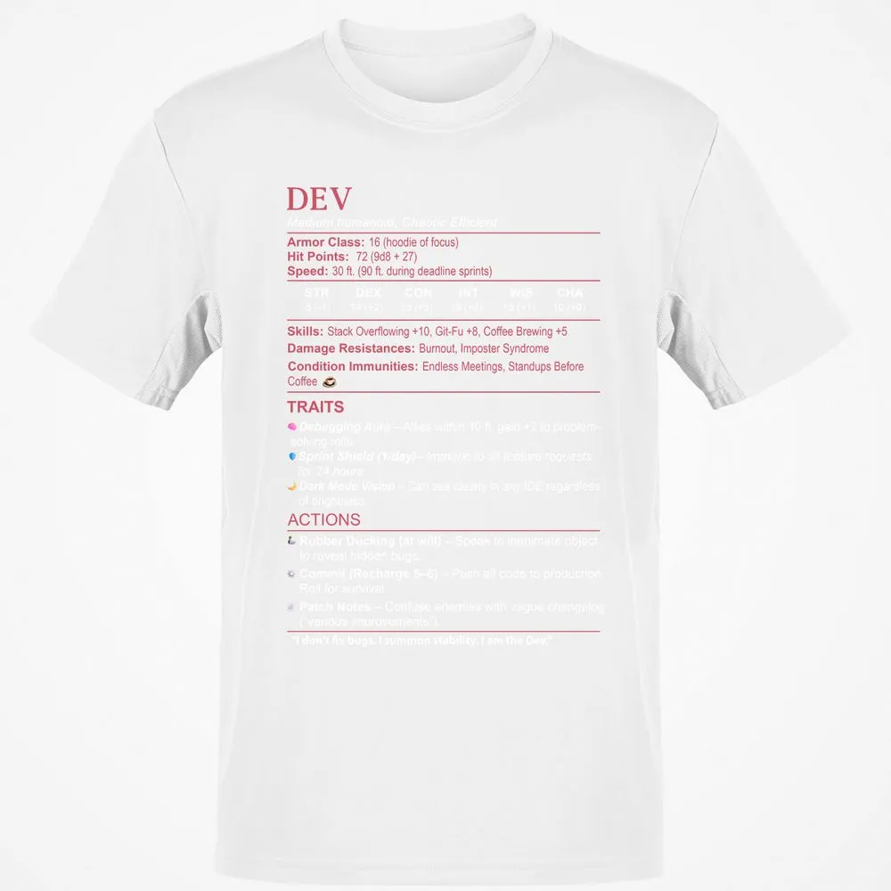 DEV Stats Classic Unisex T-Shirt - White - 12