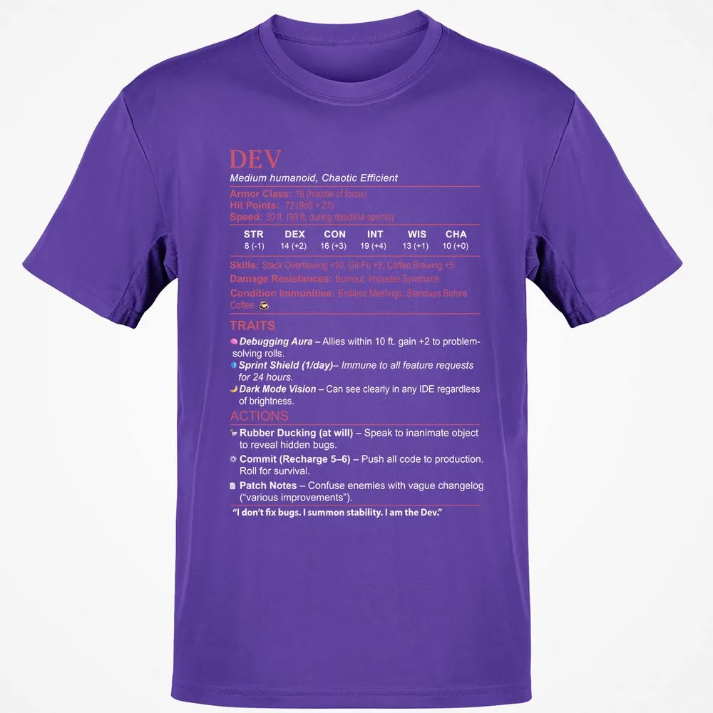 DEV Stats Classic Unisex T-Shirt - Purple - 9