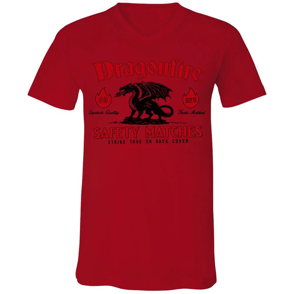 Dragonfire Unisex V-Neck T-Shirt - Red - 3