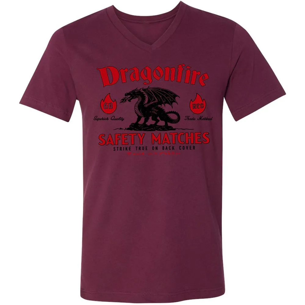 Dragonfire Unisex V-Neck T-Shirt - Maroon - 6