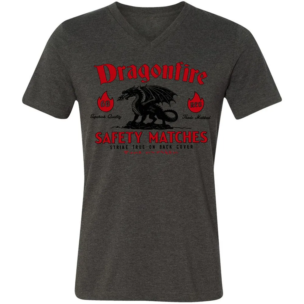Dragonfire Unisex V-Neck T-Shirt - Dark Grey Heather - 8