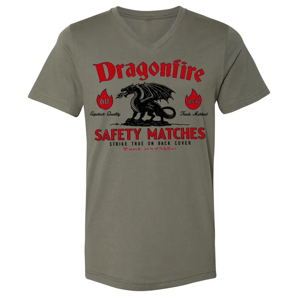 Dragonfire Unisex V-Neck T-Shirt - Military Green - 10