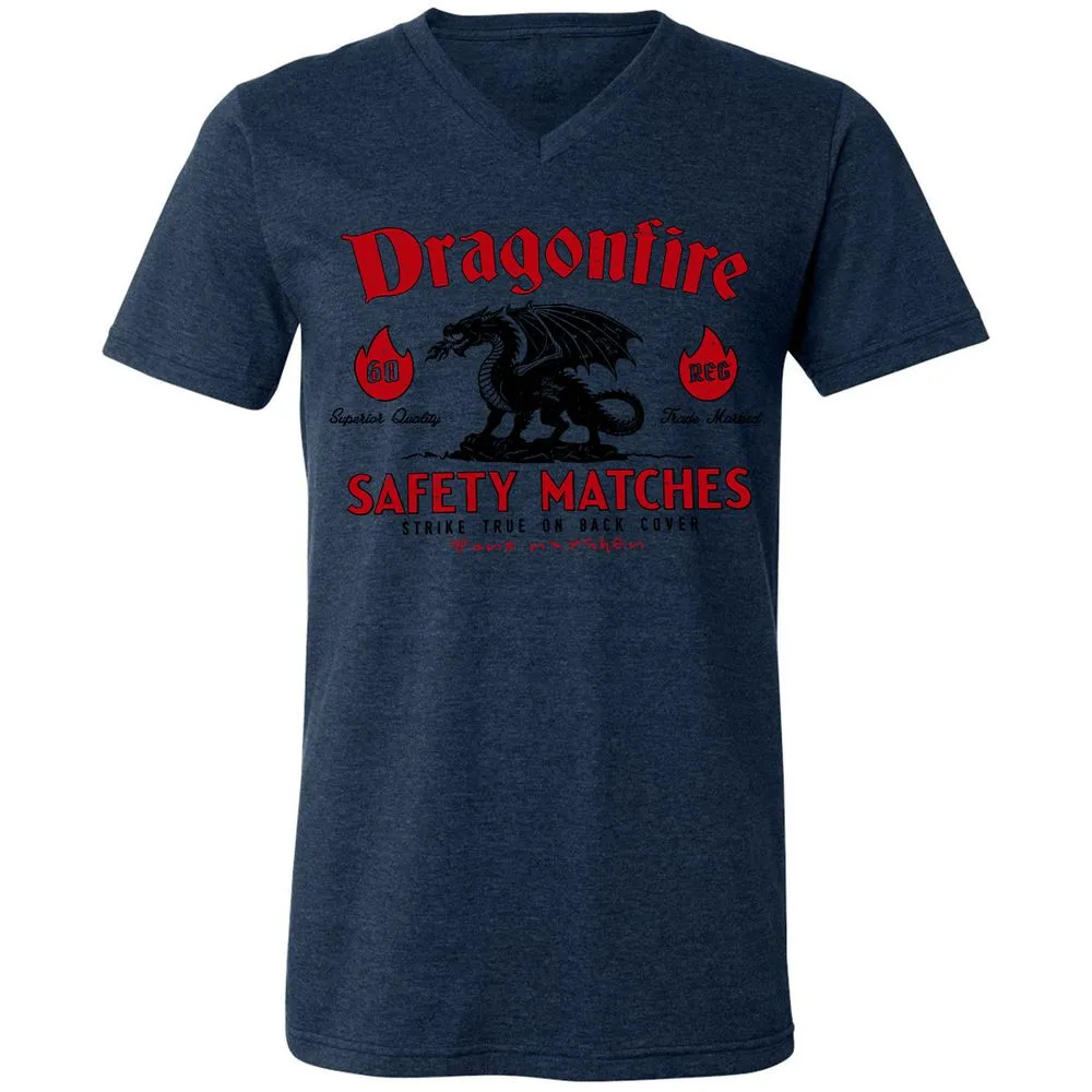 Dragonfire Unisex V-Neck T-Shirt - Heather Navy - 15