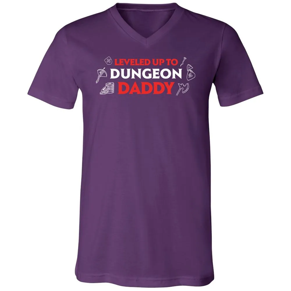 Leveled Up To Dungeon Daddy Unisex V-Neck T-Shirt - Team Purple - 9