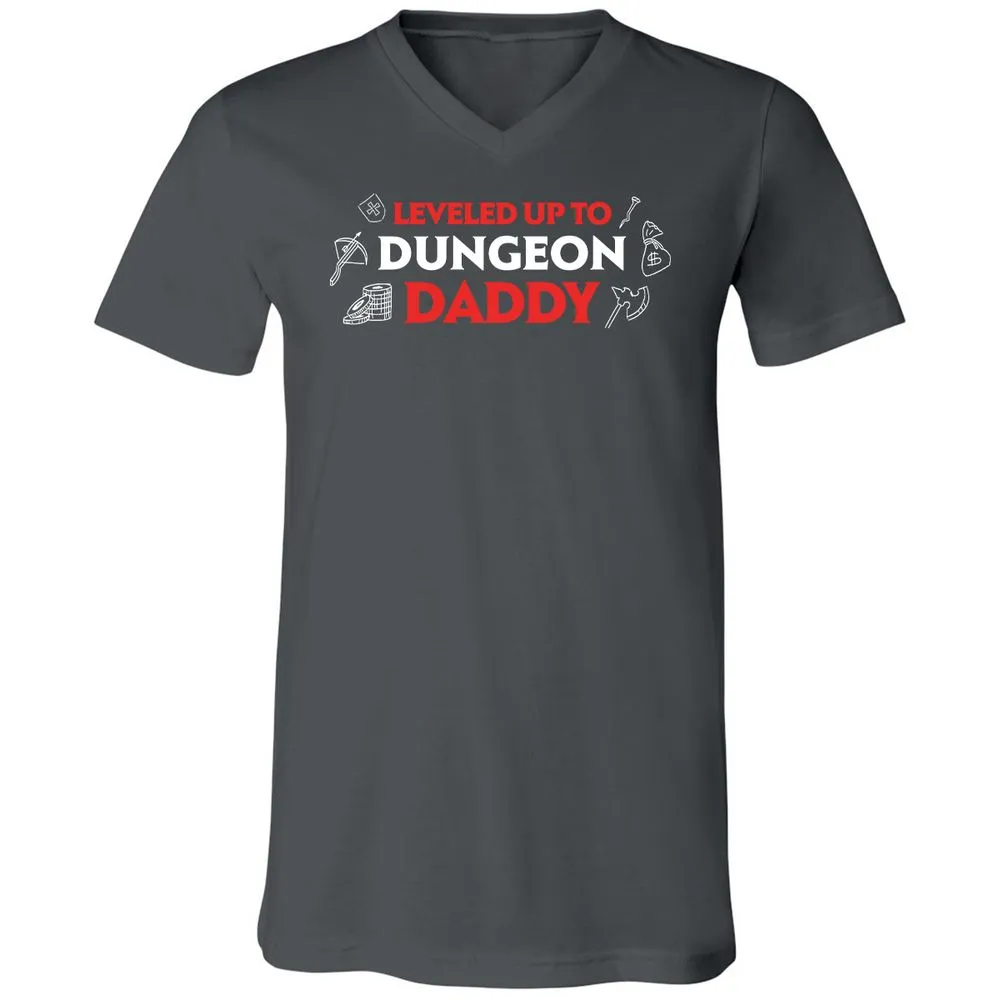 Leveled Up To Dungeon Daddy Unisex V-Neck T-Shirt - Asphalt - 12