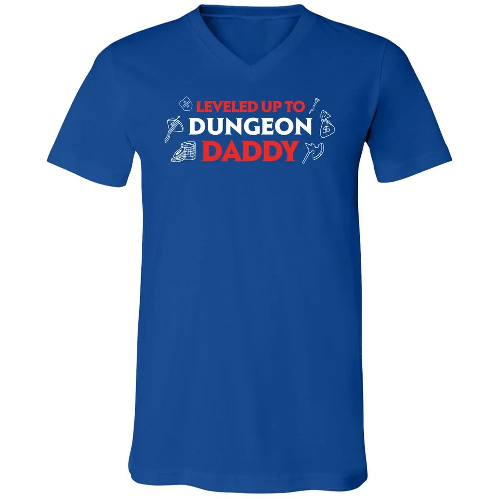 Leveled Up To Dungeon Daddy Unisex V-Neck T-Shirt - True Royal - 4