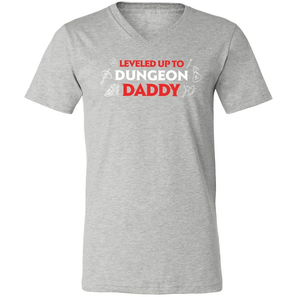 Leveled Up To Dungeon Daddy Unisex V-Neck T-Shirt - Athletic Heather - 7