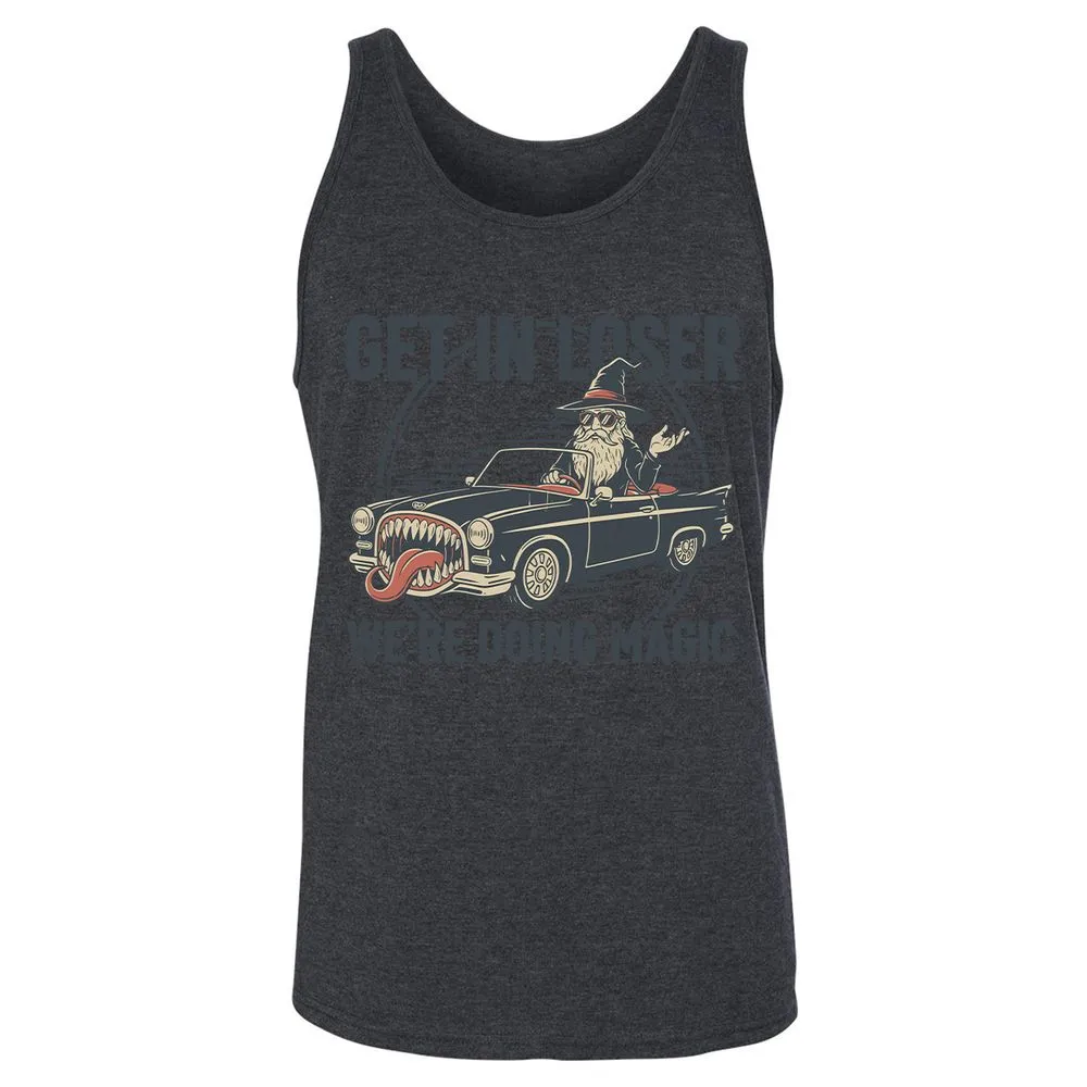 GET IN LOSER, WE’RE DOING MAGIC Unisex Jersey Tank - Dark Grey Heather - 6