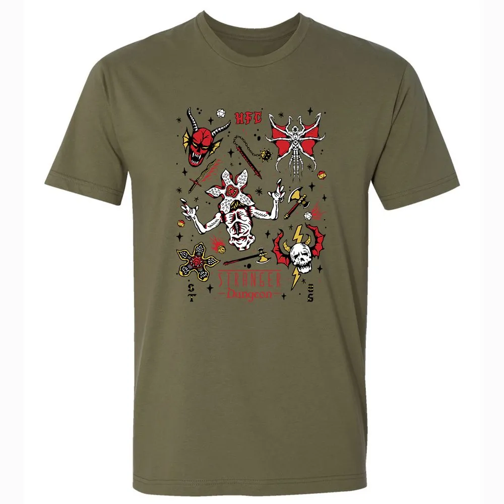 STRANGER DUNGEON Premium Unisex T-Shirt - Military Green - 5