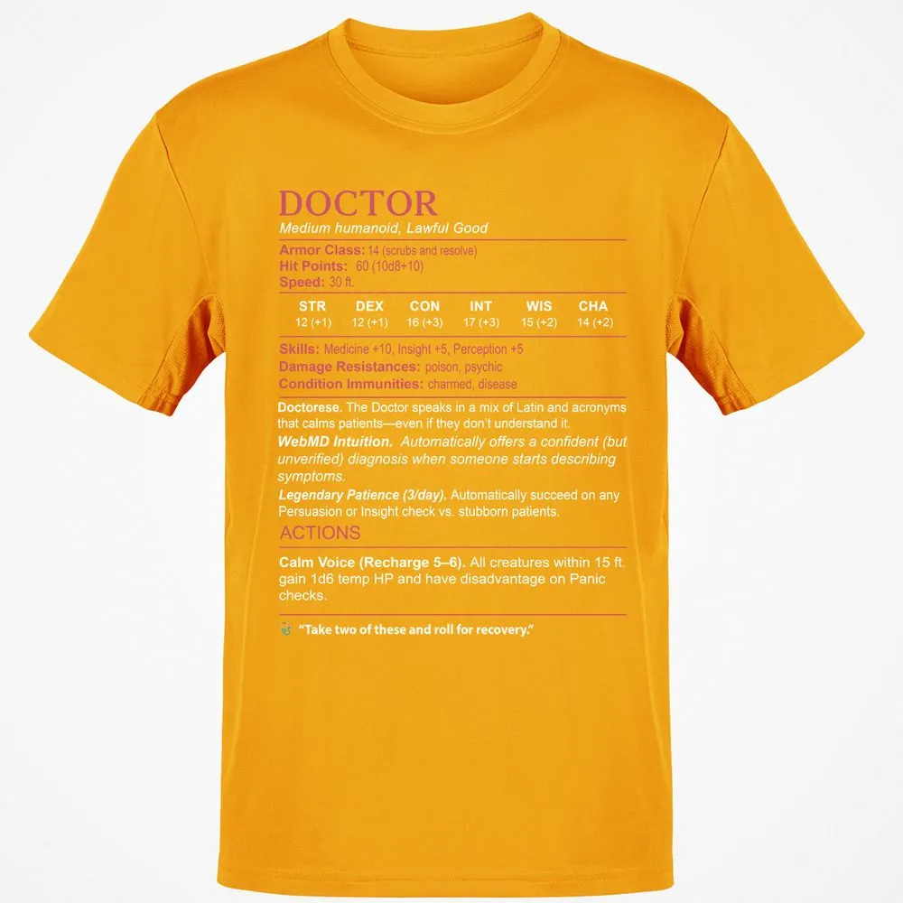 Doctor Stats Classic Unisex T-Shirt - Gold - 4