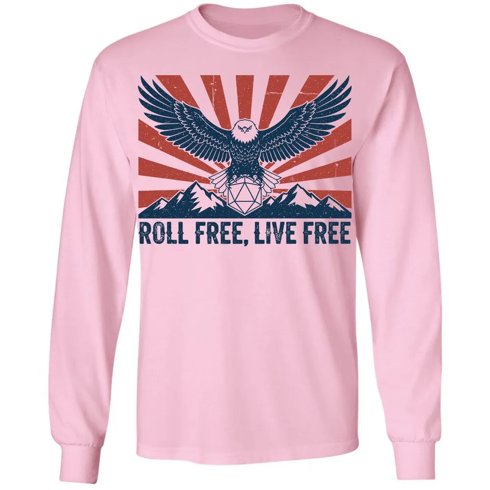 Roll Free, Live Free Long Sleeve T-Shirt - Light Pink - 3