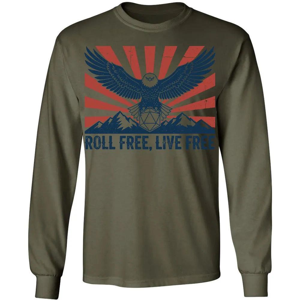 Roll Free, Live Free Long Sleeve T-Shirt - Military Green - 7