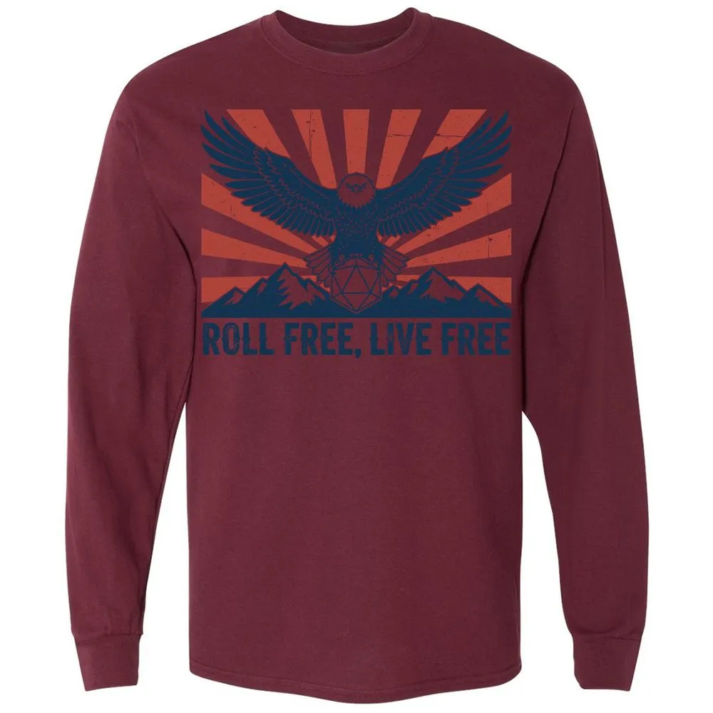 Roll Free, Live Free Long Sleeve T-Shirt - Maroon - 11