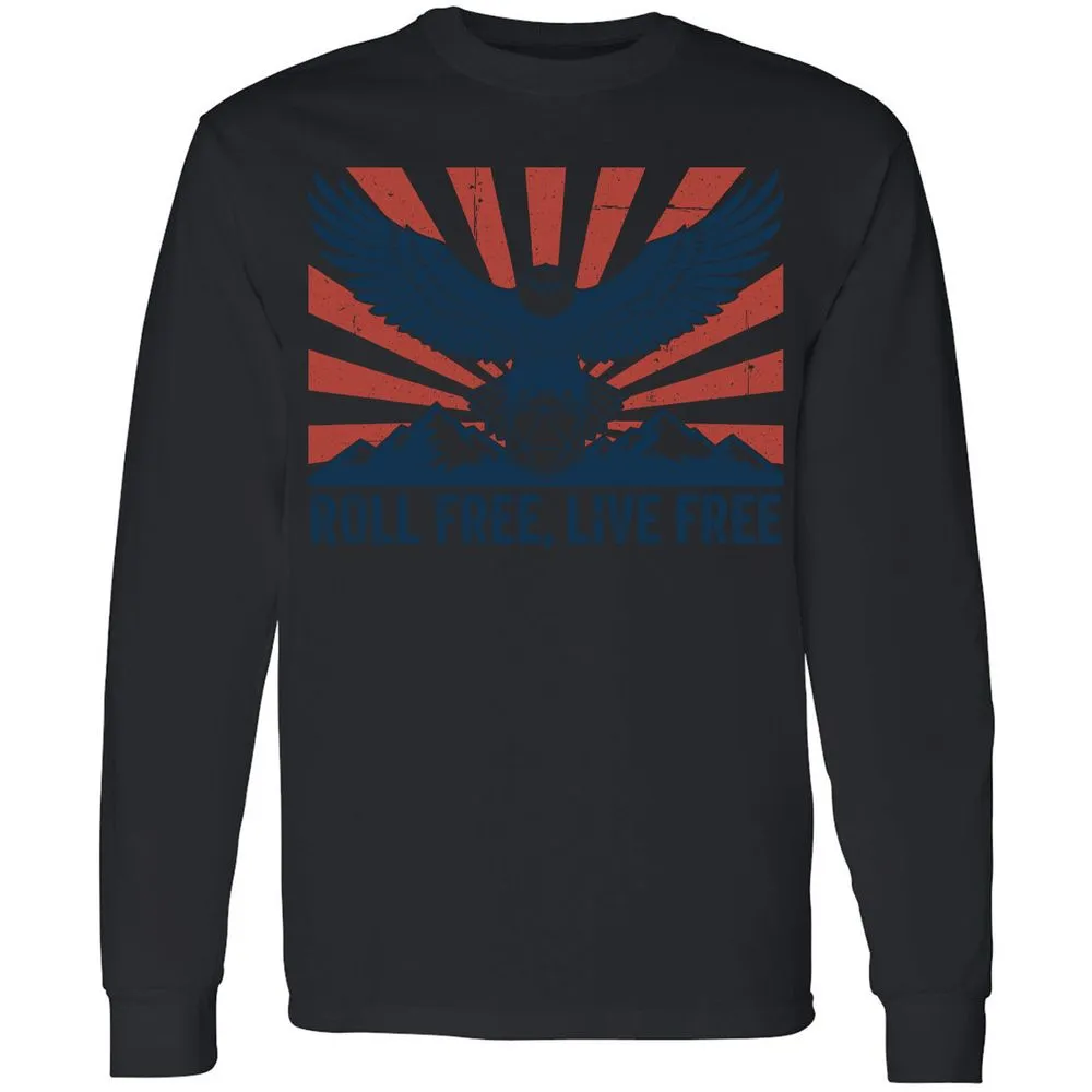 Roll Free, Live Free Long Sleeve T-Shirt - Black - 16